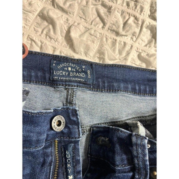 Lucky Bridgette Bootcut Jeans Blue Distressed Denim Five Pocket Zip Fly Womens 1 - Picture 2 of 8